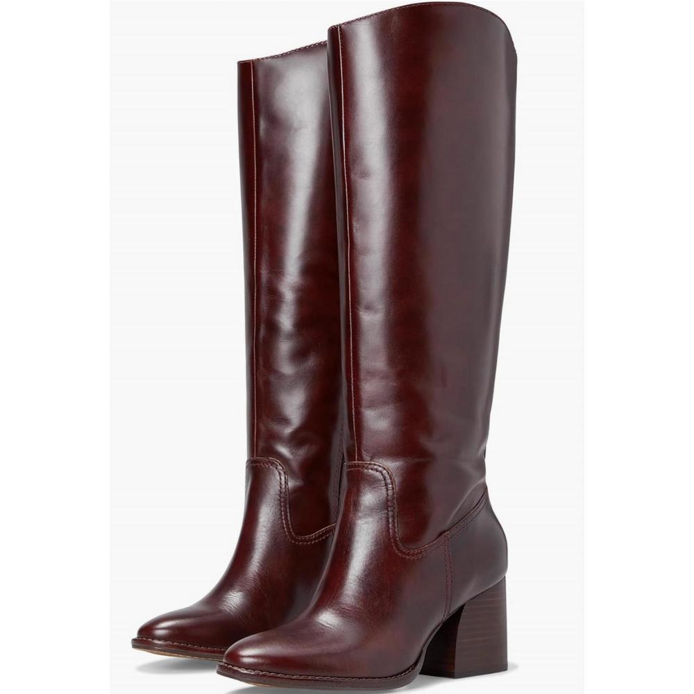 Women’s Tall Leather Riding Boots in Burgundy